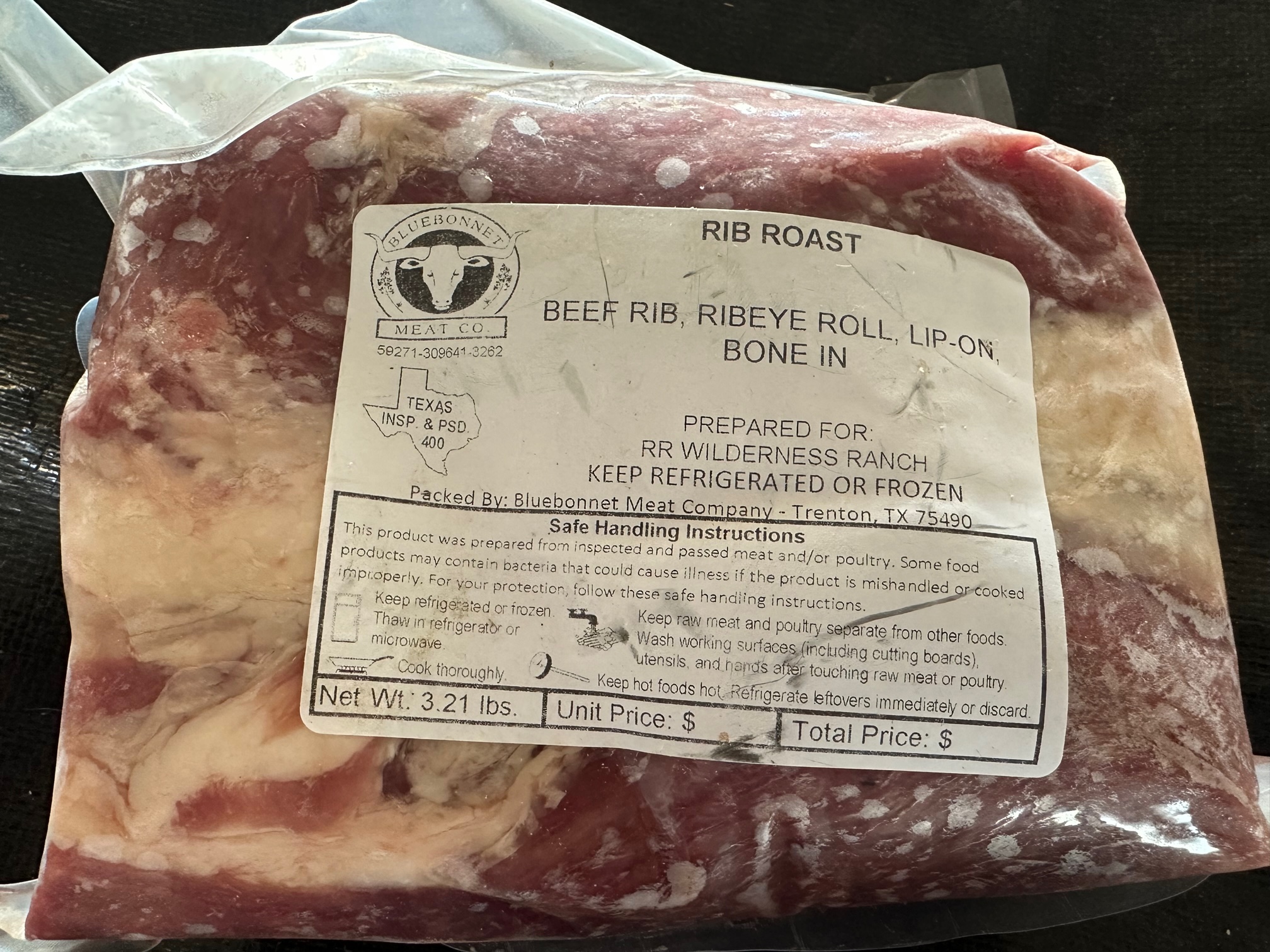 Beef Prime Rib Frenched Roast (Bone-In/Frozen) - 5 lb Minimum